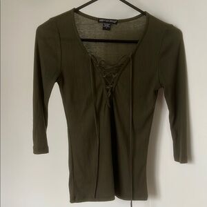 Olive Lace-Up Women's Top